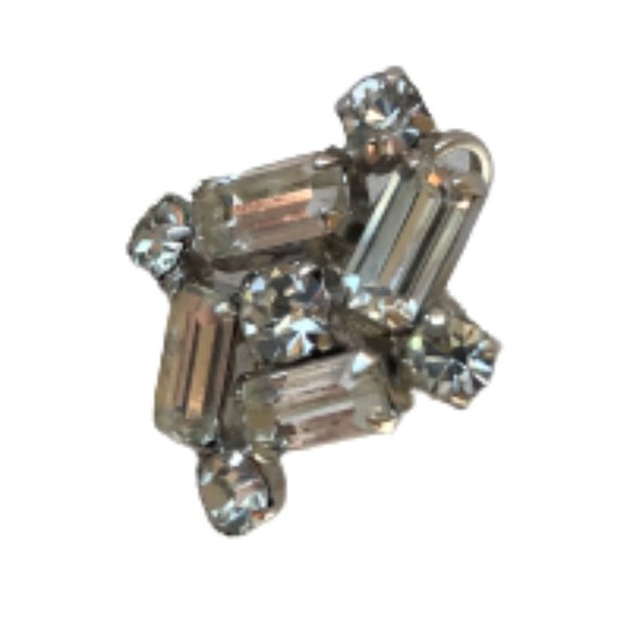 Vintage Sherman Clear Crystal Rhinestone Earrings - Picture 2 of 6